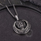 Punk Celtic Gem Hollow Lion Head Stainless Steel Pendant