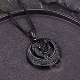 Punk Celtic Gem Hollow Lion Head Stainless Steel Pendant