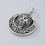 Punk Celtic Gem Hollow Lion Head Stainless Steel Pendant