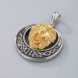 Punk Celtic Gem Hollow Lion Head Stainless Steel Pendant