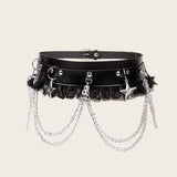 Punk Chain Lace Star Decorated PU Leather Belt 01 | Gthic.com