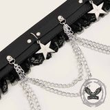 Punk Chain Lace Star Decorated PU Leather Belt 03 | Gthic.com