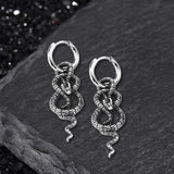 Punk Coiled Snake Stainless Steel Earrings 01 | Gthic.com