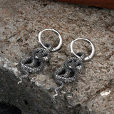 Punk Coiled Snake Stainless Steel Earrings | Gthic.com