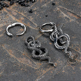 Punk Coiled Snake Stainless Steel Earrings | Gthic.com