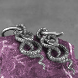 Punk Coiled Snake Stainless Steel Earrings 03 | Gthic.com
