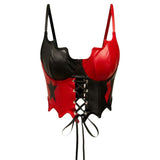 Punk Colorblock Lace-Up PU Leather Corset Top | Gthic.com