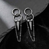 Punk Conical Spikes Tassels Stainless Steel Earrings