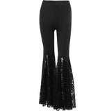 Punk Cross Decoration High-Rise Lace Hollow Flared Pants 03 | Gthic.com