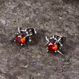 Punk Cross Gemstone Stainless Steel Earrings