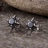 Punk Cross Gemstone Stainless Steel Earrings | Gthic.com