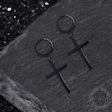 Punk Cross Stainless Steel Hoop Earrings
