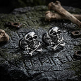 Punk Crossbones Skull Stainless Steel Stud Earrings | Gthic.com