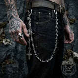 Punk Dark Thorny Cross Charm Alloy Pants Chain | Gthic.com