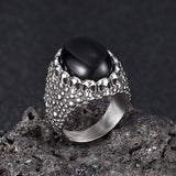 Punk Dense Skull Tiger Eye Stone Stainless Steel Ring
