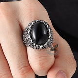 Punk Dense Skull Tiger Eye Stone Stainless Steel Ring