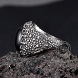 Punk Dense Skull Tiger Eye Stone Stainless Steel Ring