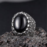 Punk Dense Skull Tiger Eye Stone Stainless Steel Ring