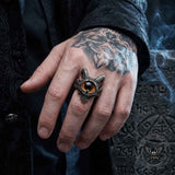Punk Devil Eye Skull Goat Head Stainless Steel Ring | Gthic.com