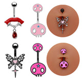 Punk Devil Lips Skull Zinc Belly Button Ring | Gthic.com