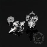 Punk Devil Wings Cross Stainless Steel Stud Earrings | Gthic.com