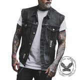Punk Dice Playing Cards Print Lapel Denim Vest