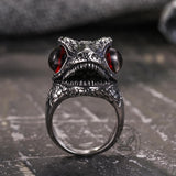 Punk Dinosaur Head Gem Eyes Stainless Steel Ring