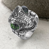 Punk Dinosaur Head Gem Eyes Stainless Steel Ring