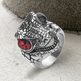 Punk Dinosaur Head Gem Eyes Stainless Steel Ring