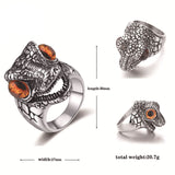 Punk Dinosaur Head Gem Eyes Stainless Steel Ring
