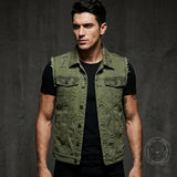 Punk Distressed Lapel Biker Denim Vest