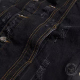 Punk Distressed Lapel Biker Denim Vest