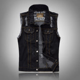 Punk Distressed Lapel Biker Denim Vest