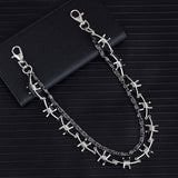 Punk Double Chain Leather Cord Thorn Alloy Pants Chain | Gthic.com