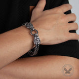 Punk Double Dragon Head Stainless Steel Animal Bracelet | Gthic.com