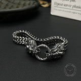 Punk Double Dragon Head Stainless Steel Animal Bracelet