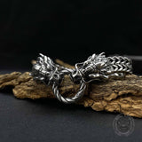 Punk Double Dragon Head Stainless Steel Animal Bracelet