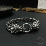 Punk Double Dragon Head Stainless Steel Animal Bracelet