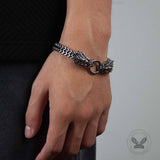 Punk Double Dragon Head Stainless Steel Animal Bracelet | Gthic.com