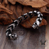 Punk Double Skull & Dragon Head Stainless Steel Bracelet