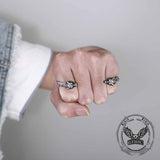 Punk Double Wolf Head Stainless Steel Open Bracelet