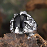 Punk Dragon Claw Gemstone Stainless Steel Ring | Gthic.com