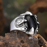 Punk Dragon Claw Gemstone Stainless Steel Ring