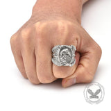 Punk Eagle Claw Full Diamond Stainless Steel Ring | Gthic.com