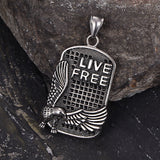 Punk Eagle Live Free Square Stainless Steel Pendant