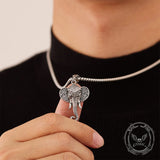 Pendente in acciaio inossidabile con teschio cornuto