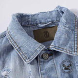 Punk Feather Wings Embroidered Rivet Denim Vest