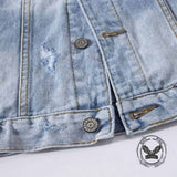 Punk Feather Wings Embroidered Rivet Denim Vest