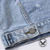 Punk Feather Wings Embroidered Rivet Denim Vest