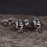 Punk Gem Eye Skull Stainless Steel Earrings